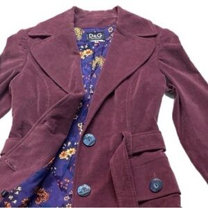 DOLCE & GABANNA ~ Vintage Plush Plum Velvet Coat w/Floral Lining circa early Y2K